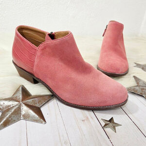 Vionic Marissa ankle boots Dusty Cedar Suede Croc rose pink women's size 10